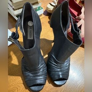 Steve Madden Black Peep-Toe Ankle Heels with Ankle Strap